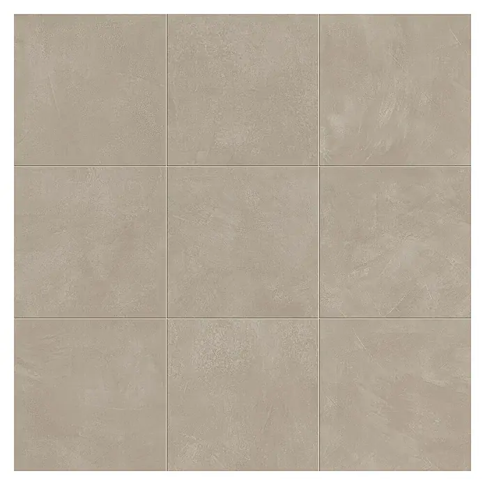 Atlas Concorde Solution Feinsteinzeugfliese Lexington - 60 x 60 cm, Dusty, Matt - Neun beigefarbene Fliesen in Betonoptik mit Fugen, für Wand oder Boden geeignet.