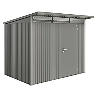 Biohort AvantGarde Gerätehaus A5 (Außenmaß inkl. Dachüberstand (B x T): 260 x 220 cm, Stahl, Quarzgrau Metallic, Einzeltür)