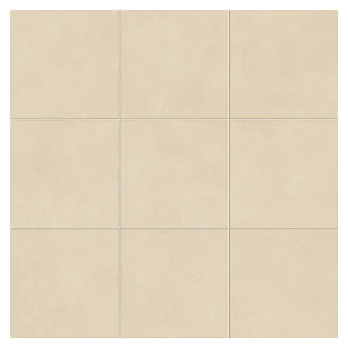 Atlas Concorde Solution Feinsteinzeugfliese Lexington - 60 x 60 cm, Gold, Matt - Beigefarbene strukturierte Fliesen im 3x3-Gittermuster.