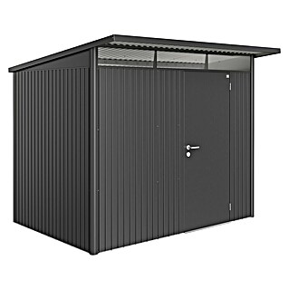 Biohort AvantGarde Gerätehaus A5 (Außenmaß inkl. Dachüberstand (B x T): 260 x 220 cm, Stahl, Dunkelgrau Metallic, Einzeltür)