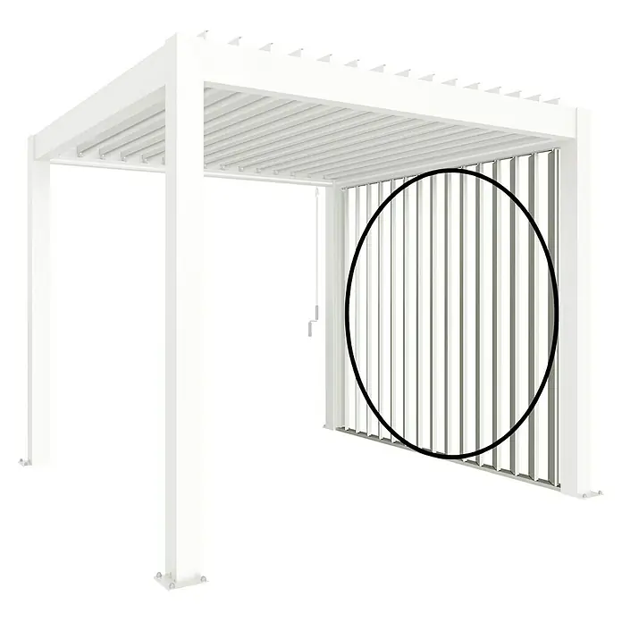Biohort Seitenwand - Passend für Biohort Lamellenpavillon 4 m, Weiß - Weiße Pergola mit verstellbaren Seitenlamellen für den Außenbereich.