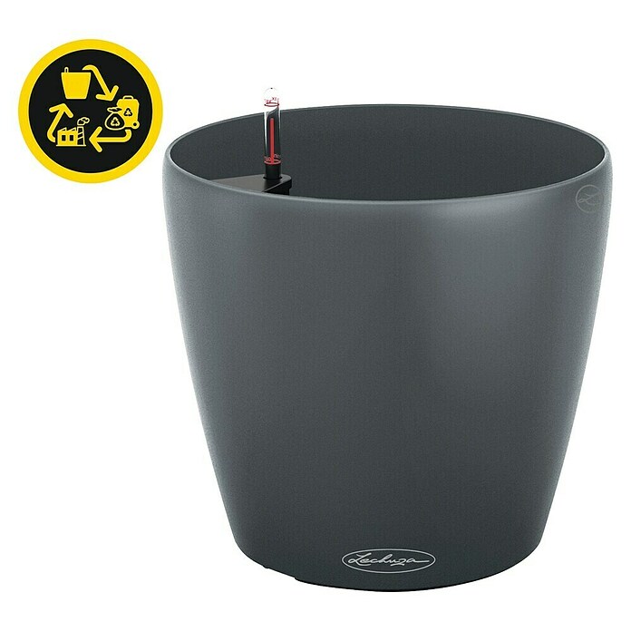 Lechuza Classico Pflanztopf Eco (Außenmaß (Ø x H): 34,5 x 32,5 cm, Kunststoff, Grau) | BAUHAUS
