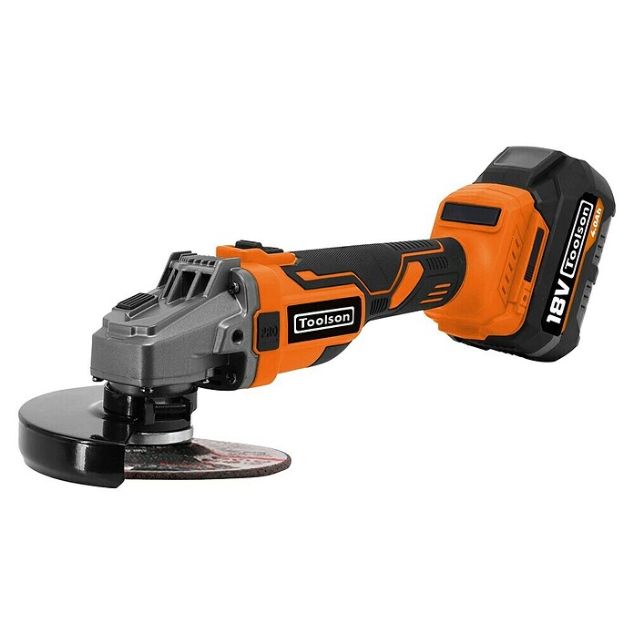 Toolson PRO Amoladora angular de batería AGB115 (1 batería, 4 Ah, Diámetro disco: 115 mm) | BAUHAUS