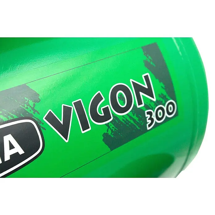 Prebena Kompressor Vigon 300 - Max. Druck: 8 bar, 50 l - Glänzende grüne zylindrische Flasche mit der Aufschrift „VIGON 300“.