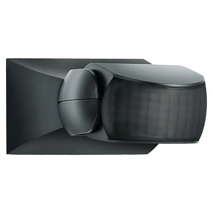 Steinel Bewegungsmelder IS 1 schwarz - Reichweite Sensor: 10 m, Schwarz, Erfassungswinkel Sensor: 120 °, L x B x H: 120 x 80 x 50 mm - Dunkelgrauer, verstellbarer Außenbewegungsmelder mit schwenkbarem Kopf und Gitternetzlinse.