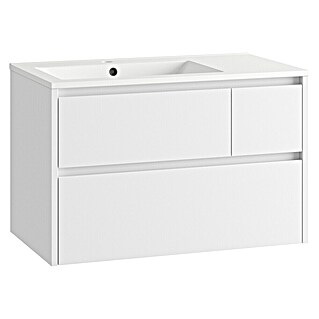 Mueble de lavabo Emma izquierda (L x An x Al: 45 x 80 x 50 cm, Blanco Brillo)