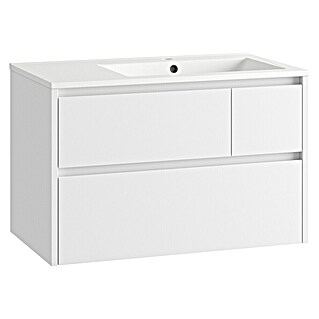 Mueble de lavabo Emma derecha (L x An x Al: 45 x 80 x 50 cm, Blanco Brillo)