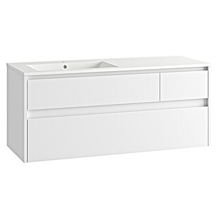 Mueble de lavabo Emma izquierda (L x An x Al: 45 x 120 x 50 cm, Blanco Brillo)