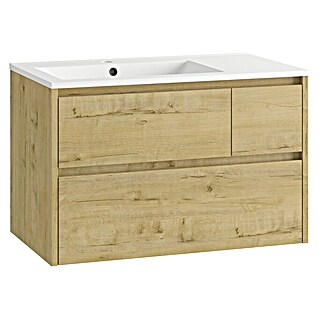 Mueble de lavabo Emma izquierda (L x An x Al: 45 x 80 x 50 cm, Nogal)