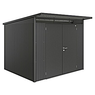 Biohort AvantGarde Gerätehaus A6 (Außenmaß inkl. Dachüberstand (B x T): 260 x 260 cm, Stahl, Dunkelgrau Metallic, Doppeltür)