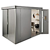 Biohort Neo Gerätehaus 1B (Außenbreite inkl. Dachüberstand: 236 cm, Außentiefe inkl. Dachüberstand: 180 cm, Stahl, Quarzgrau Metallic, Einzeltür) | BAUHAUS