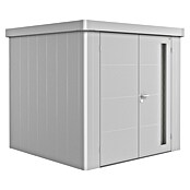 Biohort Neo Gerätehaus 2B (Außenbreite inkl. Dachüberstand: 236 cm, Außentiefe inkl. Dachüberstand: 236 cm, Stahl, Silber Metallic, Doppeltür) | BAUHAUS