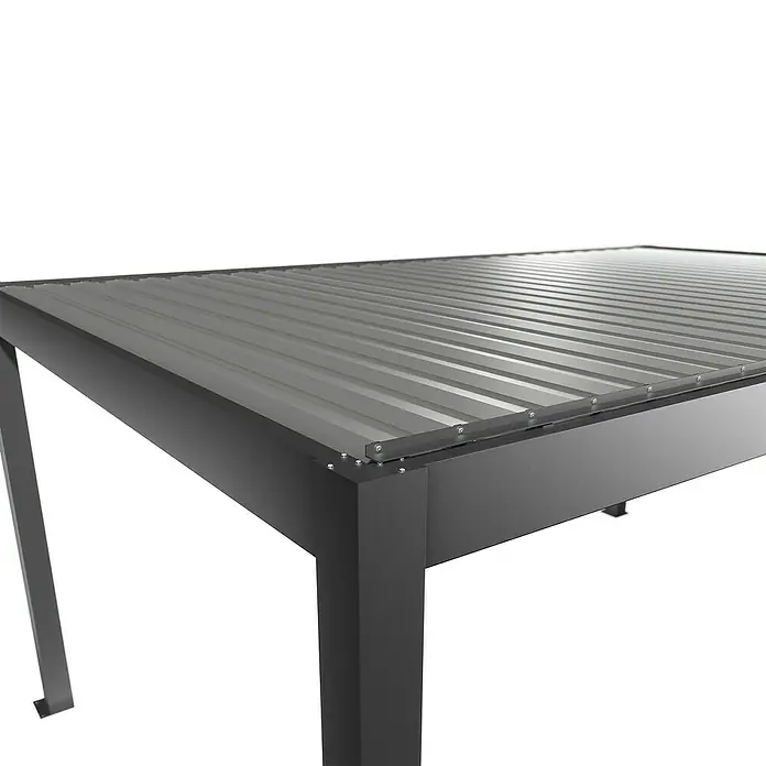 Biohort Lamellenpavillon - B x T: 522,5 x 367,5 cm, Quarzgrau/Silber Metallic, Material Gestell: Stahl - Dunkelgraues Metallgestell mit gerippter Oberfläche. Robustes, modernes Design für Bettgestell oder Gartenmöbel.