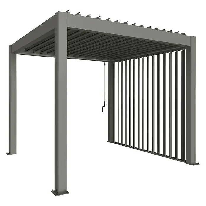 Biohort Seitenwand - Passend für Biohort Lamellenpavillon 3 m, Quarzgrau Metallic - Graue Aluminium-Pergola mit verstellbarem Lamellendach und vertikaler Lamellenwand für Sonnenschutz.