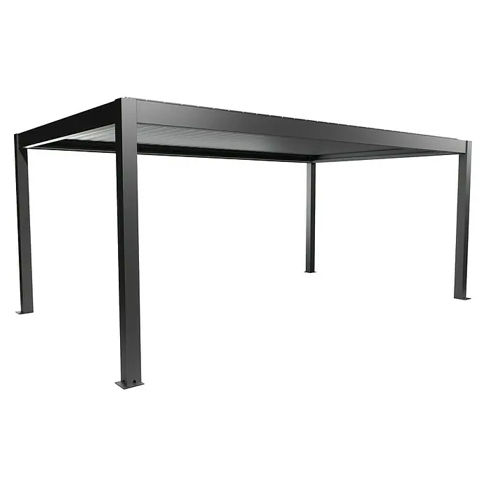 Biohort Lamellenpavillon - B x T: 608 x 367,5 cm, Dunkelgrau Metallic, Material Gestell: Stahl - Dunkelgraue Metallpergola mit verstellbarem Lamellendach.