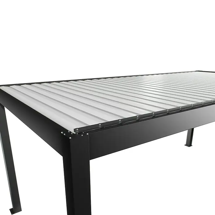 Biohort Lamellenpavillon - B x T: 608 x 312 cm, Dunkelgrau Metallic/Weiß, Material Gestell: Stahl - Schwarze Metallpergola mit weißem Lamellendach, für den Außenbereich konzipiert.