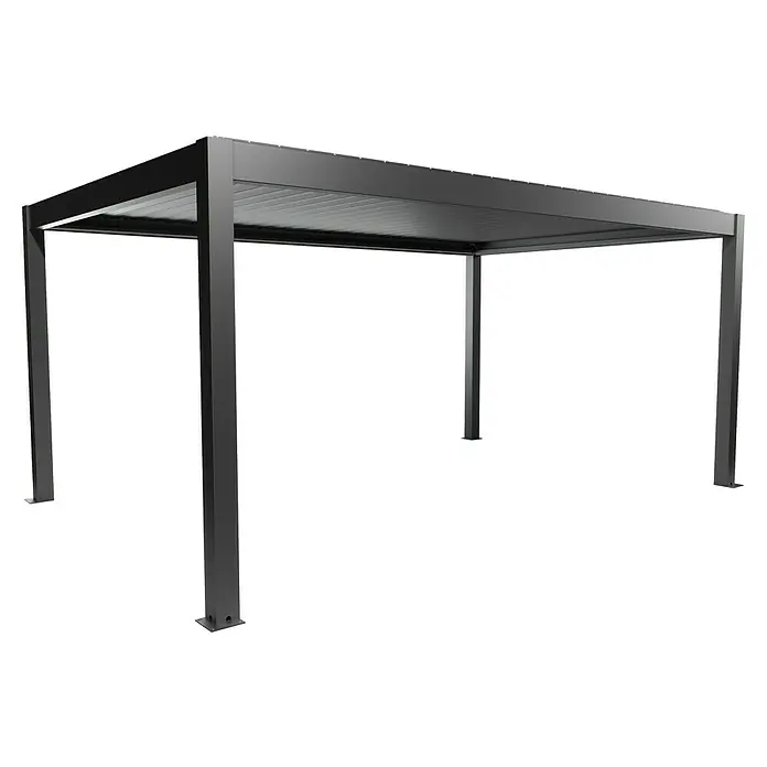 Biohort Lamellenpavillon - B x T: 522,5 x 367,5 cm, Dunkelgrau Metallic, Material Gestell: Stahl - Moderne schwarze Aluminium-Pergola mit verstellbarem Lamellendach für den Außenbereich.