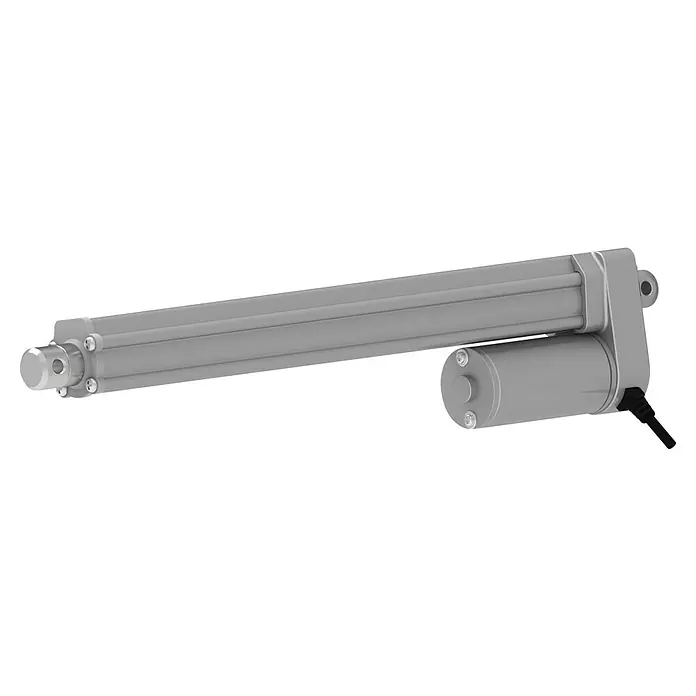 Biohort Elektroantrieb - L x B x H: 63 x 11 x 4,5 cm, Grau - Grauer Linearantrieb mit integriertem Motor, ausfahrbarer Schubstange und schwarzem Stromkabel.