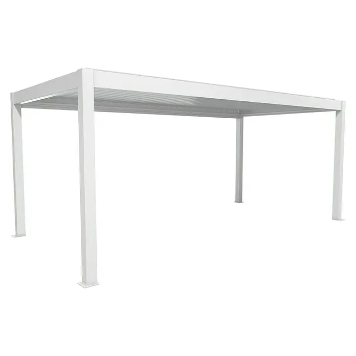 Biohort Lamellenpavillon - B x T: 608 x 312 cm, Weiß, Material Gestell: Stahl - Weiße Metallpergola mit Lamellendach zur Beschattung im Außenbereich.