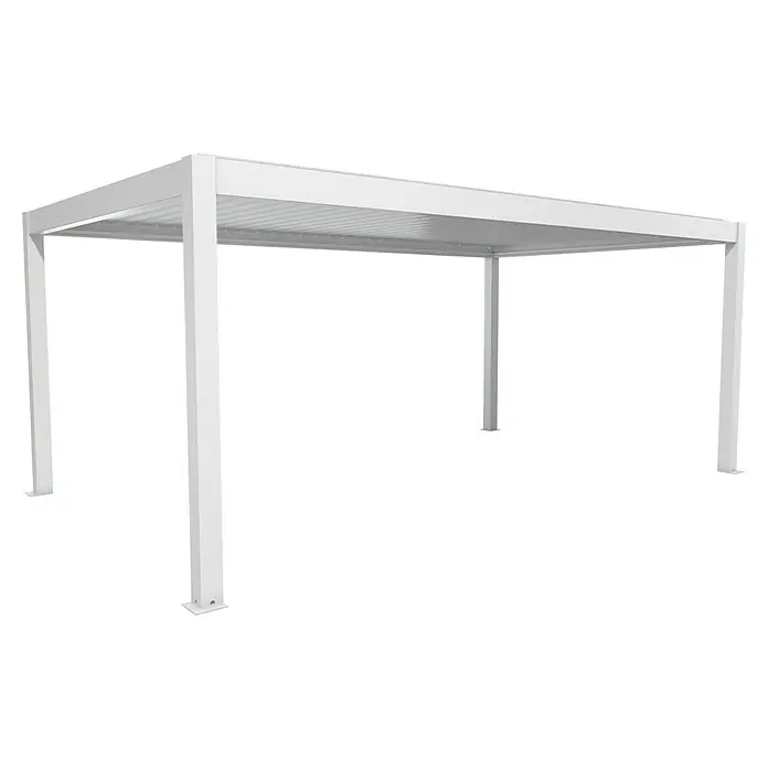 Biohort Lamellenpavillon - B x T: 608 x 367,5 cm, Weiß, Material Gestell: Stahl - Weiße moderne Aluminium-Pergola.