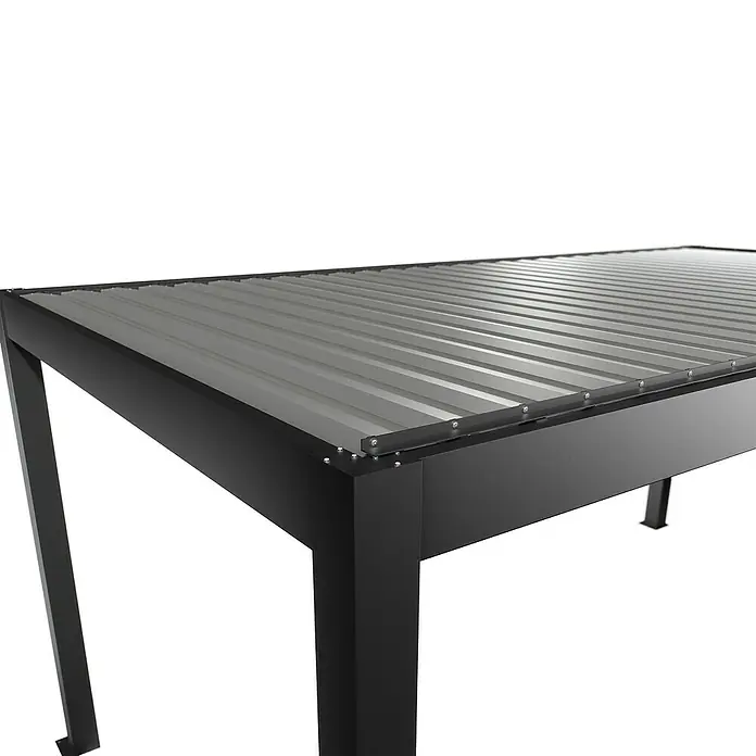 Biohort Pergola Lamellenpavillon Gr. 5,5 - B x T: 552,5 x 312 cm, Dunkelgrau Metallic - Silber Metallic, Material Gestell: Stahl - Schwarzes Metallgestell mit einer grauen gerippten Metallplatte.