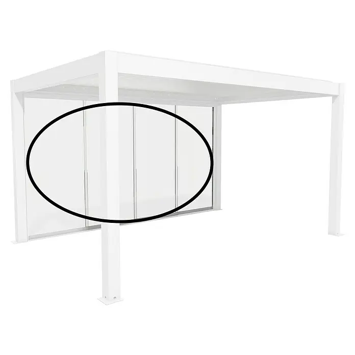 Biohort Pergola Schiebewand aus Glas - Passend für Biohort Pergola Lamellenpavillon Gr. 4,5, Weiß - Weiße Pergola mit Glasschiebewänden für den Außenbereich.