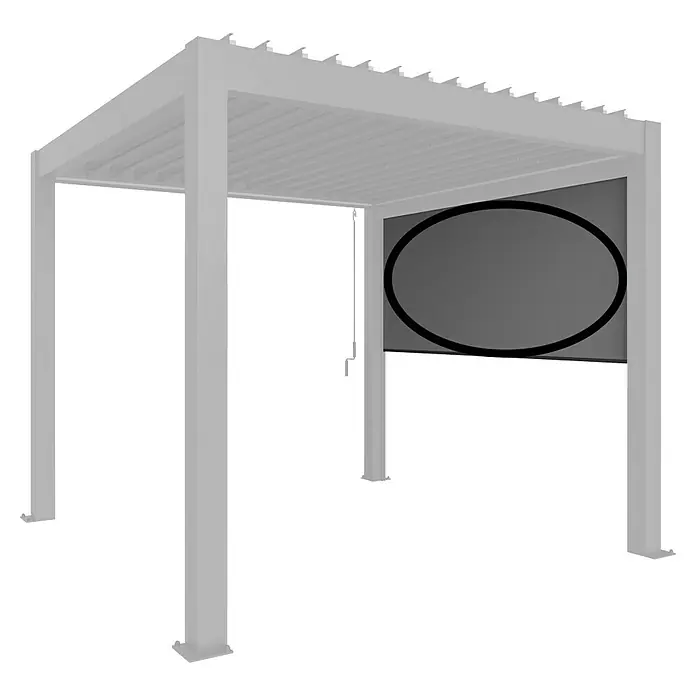 Biohort Seitenwand elektrisch - B x H: 327 x 235 cm, Dunkelgrau Metallic, Passend für Biohort Lamellenpavillon 350 cm - Hellgraue Pergola mit ausziehbarer Sichtschutzwand und schwarzem Ovalmotiv.