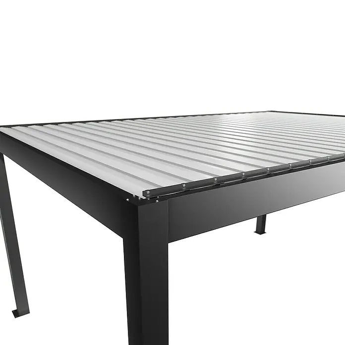 Biohort Pergola Lamellenpavillon Gr. 5 - B x T: 515,5 x 367,5 cm, Dunkelgrau Metallic - Weiß, Material Gestell: Stahl - Pergola mit dunklem Rahmen und hellem Lamellendach.