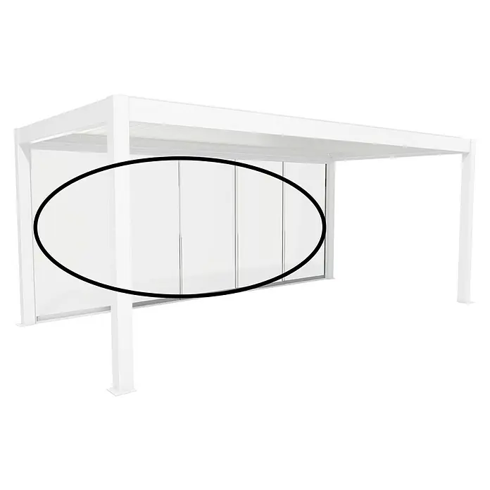 Biohort Pergola Schiebewand aus Glas - Passend für Biohort Pergola Lamellenpavillon Gr. 6, Weiß - Weiße moderne Pergola mit Glasschiebewänden.