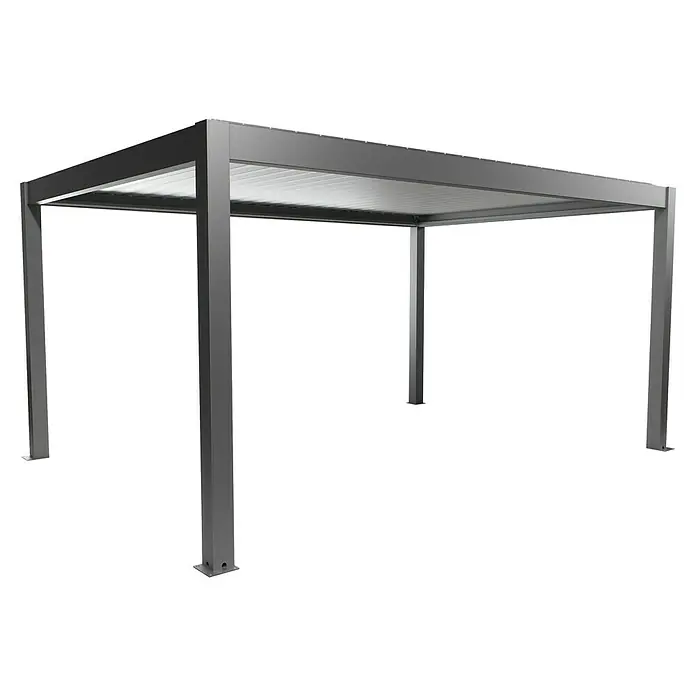 Biohort Pergola Lamellenpavillon Gr. 5 - B x T: 515,5 x 367,5 cm, Quarzgrau Metallic - Silber Metallic, Material Gestell: Stahl - Moderne graue Aluminium-Pergola für den Außenbereich.