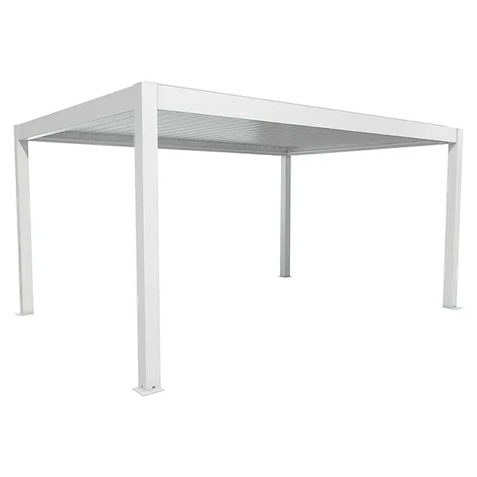 Biohort Pergola Lamellenpavillon Gr. 5 - B x T: 515,5 x 367,5 cm, Weiß, Material Gestell: Stahl - Weiße Metallpergola mit Lamellendach für Outdoor-Sonnenschutz.