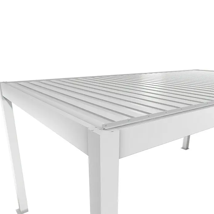 Biohort Lamellenpavillon - B x T: 552,5 x 312 cm, Weiß, Material Gestell: Stahl - Hellgraue Lamellenkonstruktion aus Metall, Tisch oder Pergola-Dach, mit sichtbarer Eckverbindung.