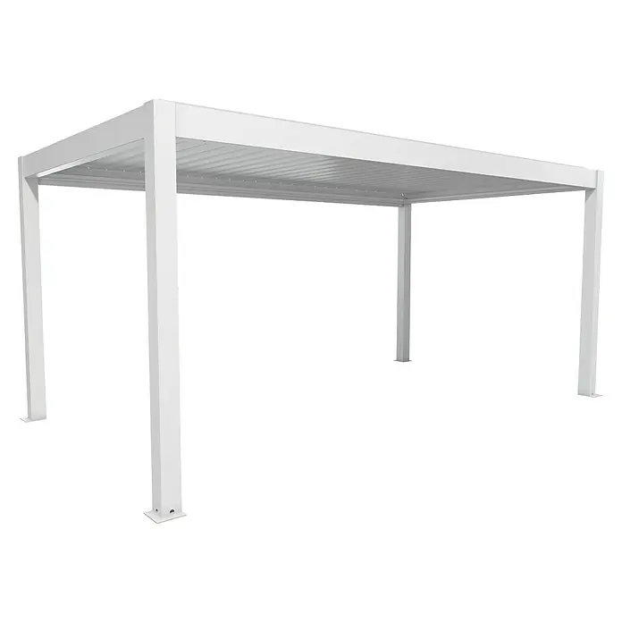 Biohort Lamellenpavillon - B x T: 552,5 x 312 cm, Weiß, Material Gestell: Stahl - Weiße Metallpergola mit Lamellendach.