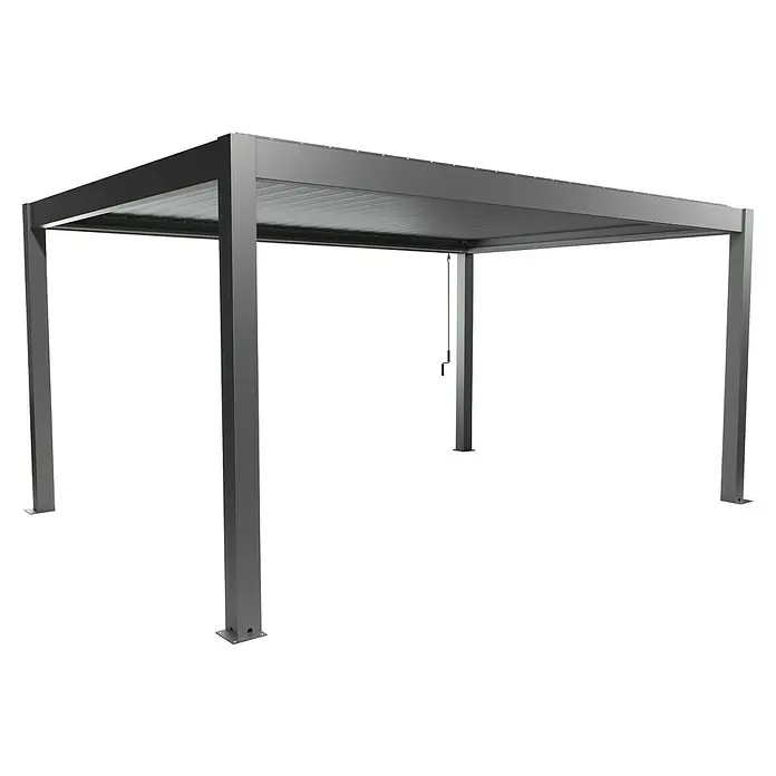 Biohort Pergola Lamellenpavillon Gr. 5 - B x T: 515,5 x 367,5 cm, Quarzgrau Metallic, Material Gestell: Stahl - Graue Aluminium-Pergola mit verstellbarem Lamellendach, ideal für den Outdoor-Sonnenschutz.