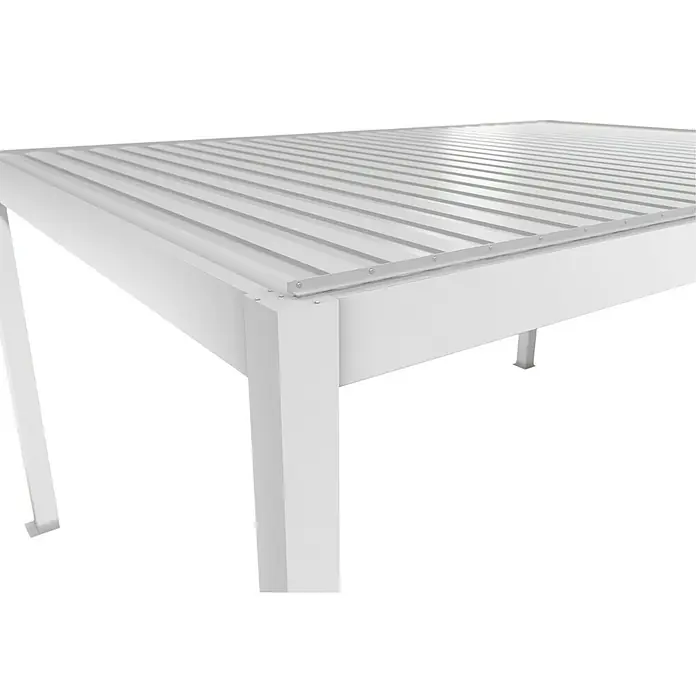 Biohort Pergola Lamellenpavillon Gr. 5 - B x T: 515,5 x 367,5 cm, Weiß, Material Gestell: Stahl - Weißer Lamellentisch mit sichtbaren Schrauben und stabilen Stützbeinen.
