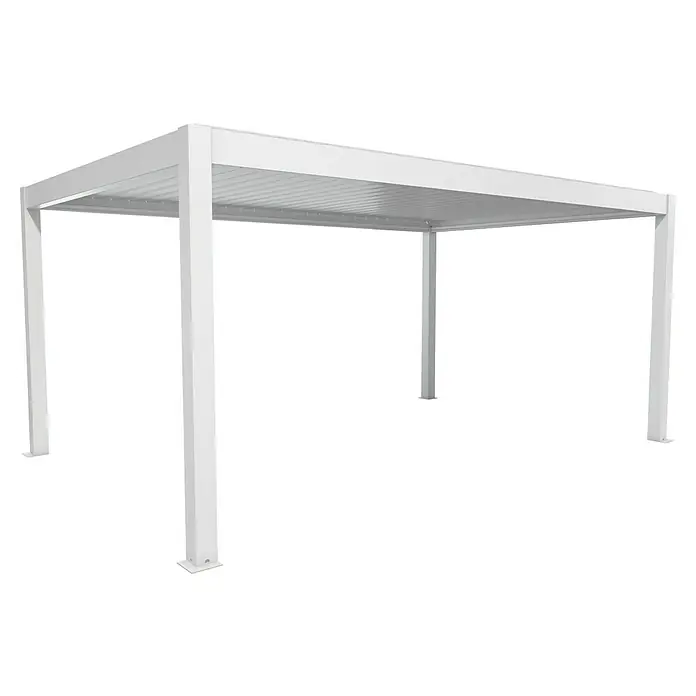 Biohort Lamellenpavillon - B x T: 522,5 x 367,5 cm, Weiß, Material Gestell: Stahl - Weiße Metallpergola mit Lamellendachkonstruktion.