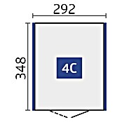 Biohort Neo Gerätehaus 4C (Außenbreite inkl. Dachüberstand: 292 cm, Außentiefe inkl. Dachüberstand: 348 cm, Stahl, Dunkelgrau-Metallic, Doppeltür) | BAUHAUS