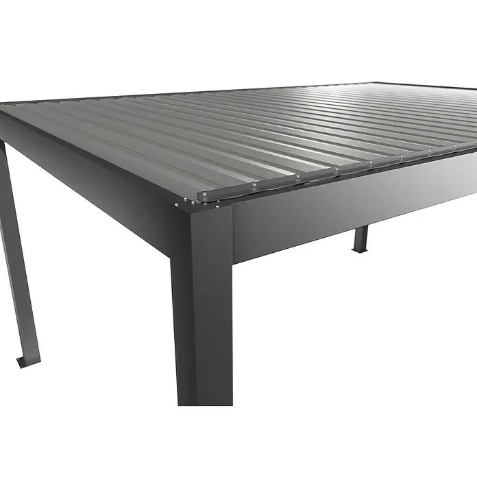 Biohort Pergola Lamellenpavillon Gr. 5 - B x T: 515,5 x 367,5 cm, Quarzgrau Metallic - Silber Metallic, Material Gestell: Stahl - Dunkelgrauer Metalltisch mit geriffelter Lamellenplatte.
