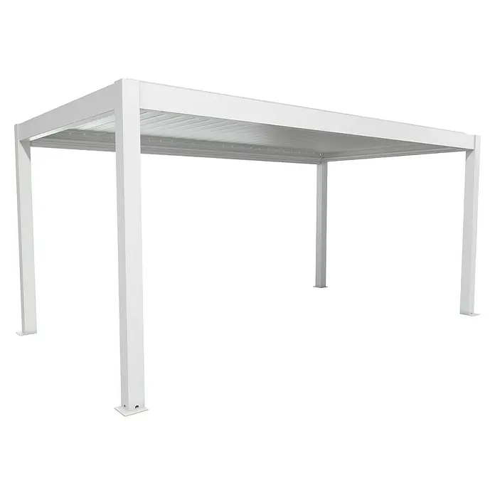 Biohort Lamellenpavillon - B x T: 552,5 x 312 cm, Weiß/Silber Metallic, Material Gestell: Stahl - Weiße Metallpergola für Sonnenschutz und Außenwohnbereiche.