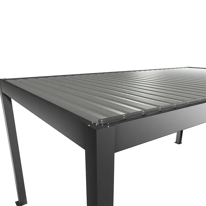 Biohort Lamellenpavillon - B x T: 552,5 x 312 cm, Quarzgrau/Silber Metallic, Material Gestell: Stahl - Dunkelgraues Metall-Pergola-Gestell mit gewelltem Metalldach.