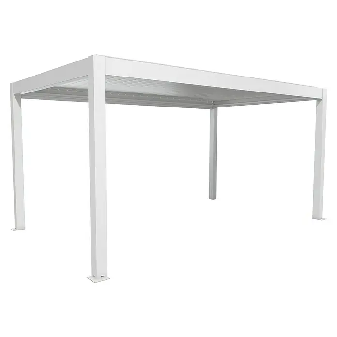 Biohort Lamellenpavillon - B x T: 515,5 x 312 cm, Weiß/Silber Metallic, Material Gestell: Stahl - Weiße Aluminium-Pergola mit Lamellendach.