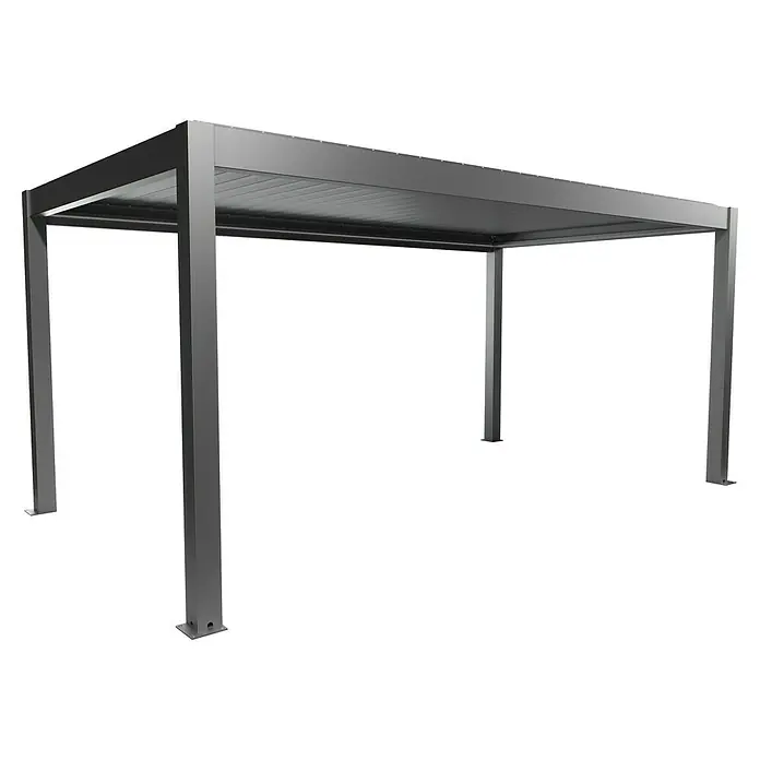 Biohort Lamellenpavillon - B x T: 552,5 x 312 cm, Quarzgrau Metallic, Material Gestell: Stahl - Graue Metallpergola-Struktur für den Außenbereich.