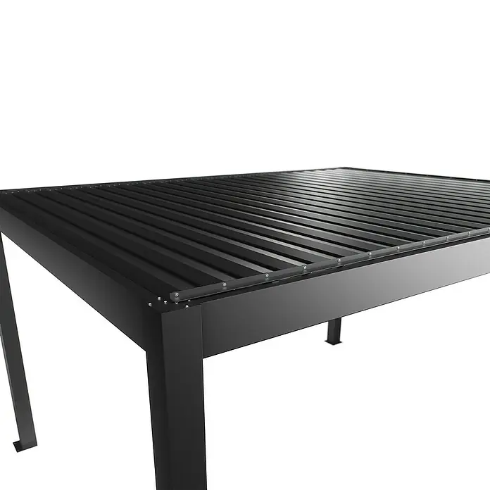 Biohort Lamellenpavillon - B x T: 312 x 367,5 cm, Dunkelgrau Metallic, Material Gestell: Stahl - Schwarze Metall-Pergola mit Lamellendach.