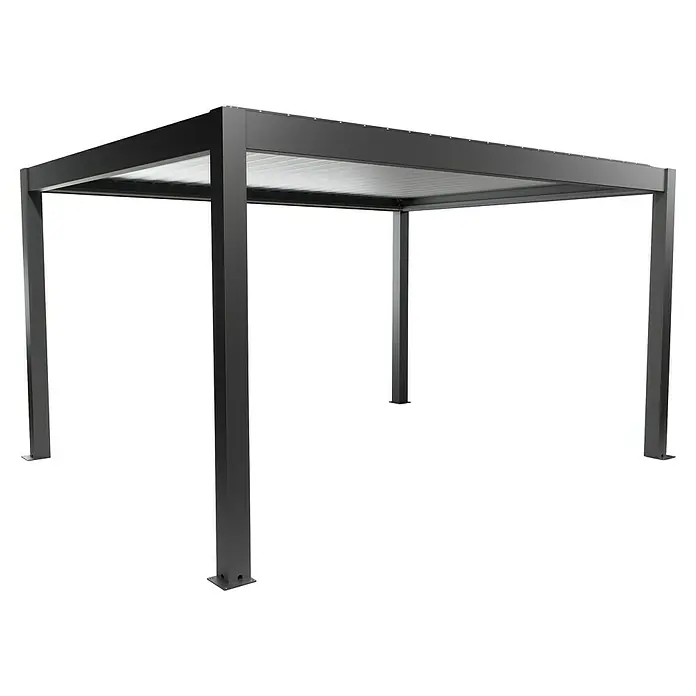 Biohort Pergola Lamellenpavillon Gr. 4,5 - B x T: 460 x 367,5 cm, Dunkelgrau Metallic - Silber Metallic, Material Gestell: Stahl - Anthrazitfarbene Metallpergola mit verstellbarem Lamellendach, bietet Schatten und Schutz.