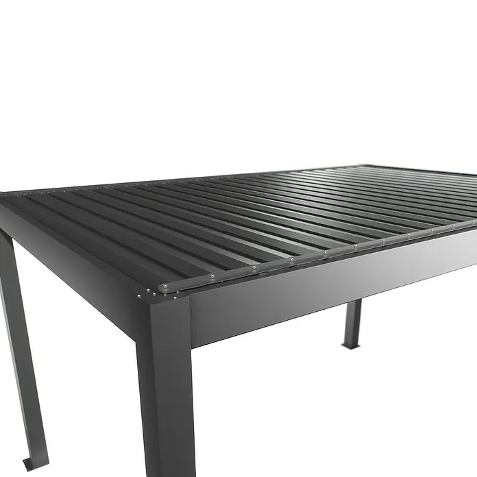 Biohort Lamellenpavillon - B x T: 460 x 312 cm, Quarzgrau Metallic, Material Gestell: Stahl - Dunkelgraues Metall-Pergola-Gestell mit Lamellendach.
