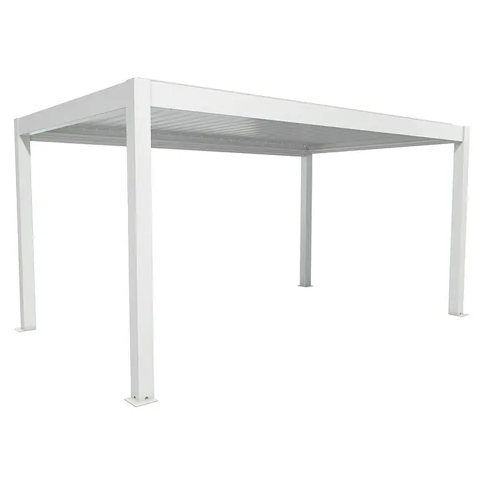 Biohort Lamellenpavillon - B x T: 515,5 x 312 cm, Weiß, Material Gestell: Stahl - Weiße Aluminium-Lamellenpergola, die verstellbaren Schatten für Außenbereiche bietet.