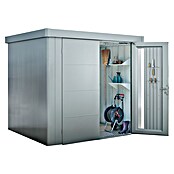 Biohort Neo Gerätehaus 1C (Außenbreite inkl. Dachüberstand: 292 cm, Außentiefe inkl. Dachüberstand: 180 cm, Stahl, Silber-Metallic, Doppeltür) | BAUHAUS