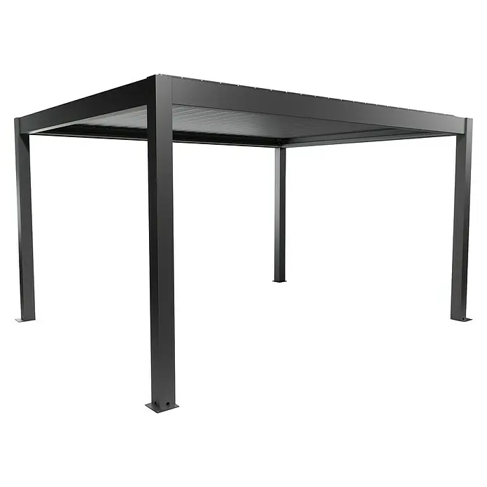 Biohort Pergola - B x T: 460 x 367,5 cm, Material Gestell: Stahl - Freistehende dunkelgraue Aluminium-Pergola mit verstellbarem Lamellendach für den Außenbereich.