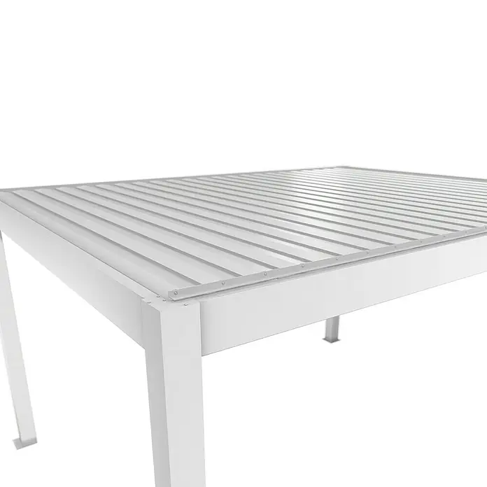 Biohort Pergola Lamellenpavillon Gr. 4,5 - B x T: 460 x 367,5 cm, Weiß, Material Gestell: Stahl - Lattenrost aus weißem Metall mit sichtbaren Befestigungen, bietet eine robuste und luftige Oberfläche.
