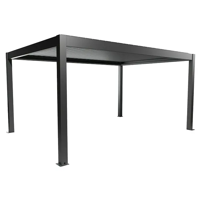 Biohort Lamellenpavillon - B x T: 515,5 x 367,5 cm, Dunkelgrau Metallic, Material Gestell: Stahl - Dunkelgraue Outdoor-Metallpergola mit verstellbarem Lamellendach.